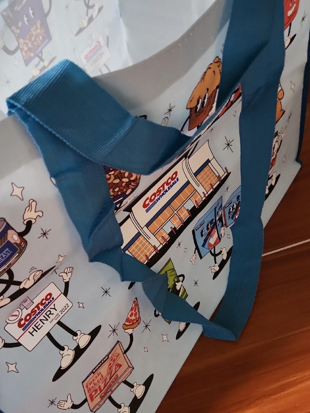 Costco Blue Reusable Tote Bag with Character Print - Picture 4 of 5